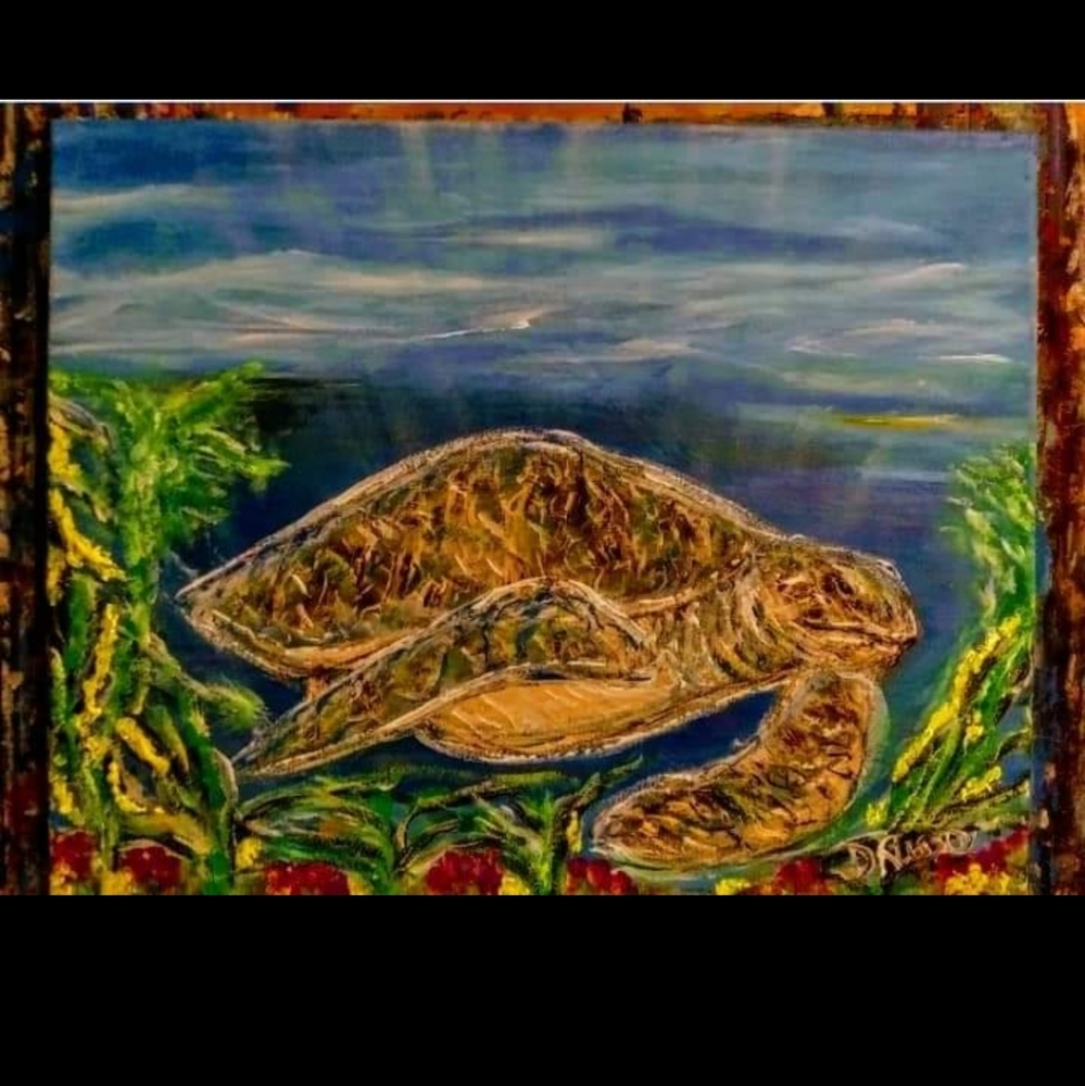Sea Turtle Painting Original Acrylic